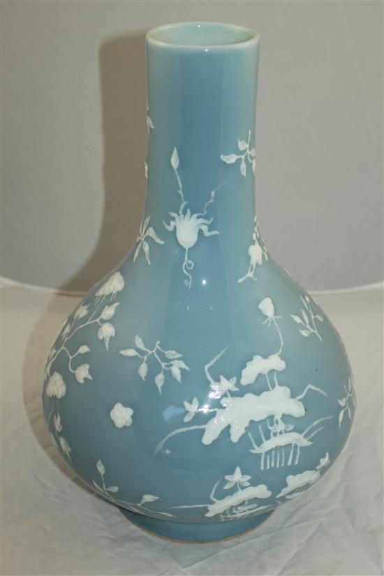 A Chinese Claire de Lune glazed bottle vase, Qianlong seal mark but later, 40.5cm